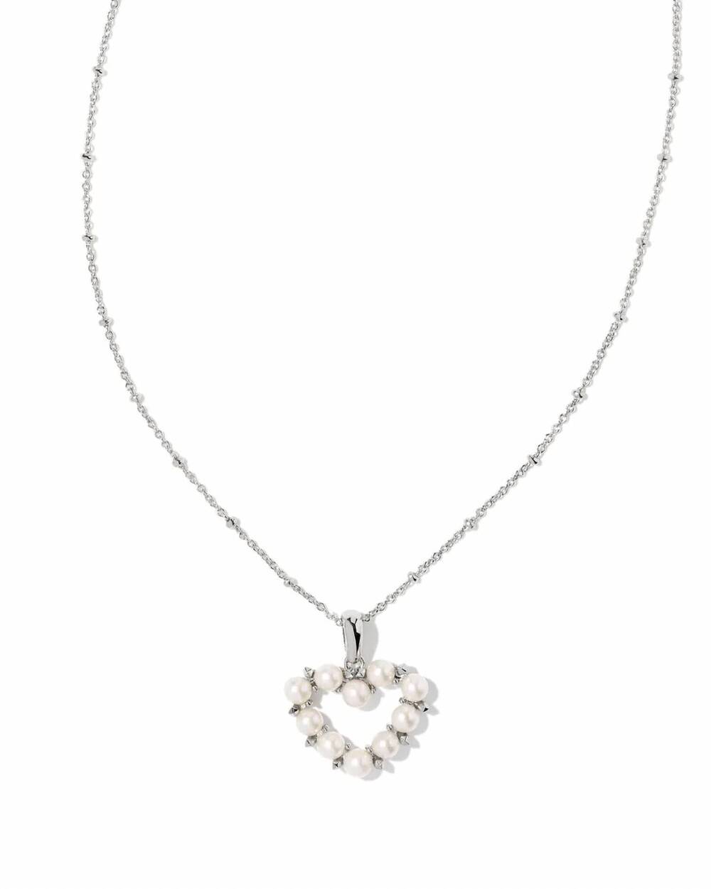 NEW KENDRA SCOTT women's ashton heart short pendant necklace in white pearl